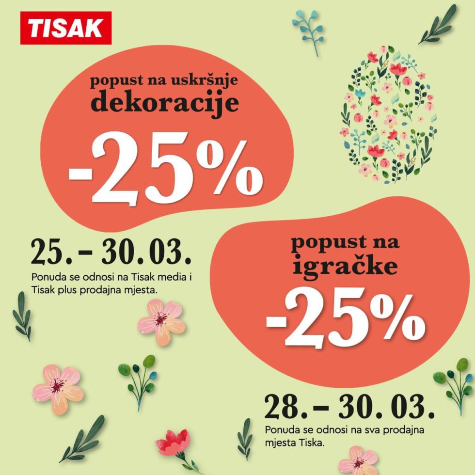 Uskršnji popusti do -25% u TISAKplus